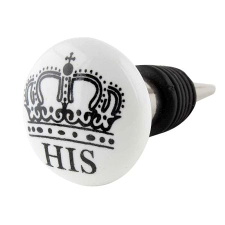 His Ceramic Flat Wine Bottle Stopper